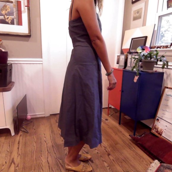 Theory Strap(less) Indigo button down dress - Picture 3 of 8